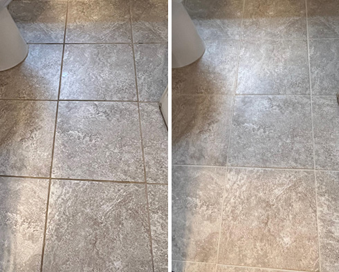 Tile Floor Before and After a Grout Sealing in Washington, DC