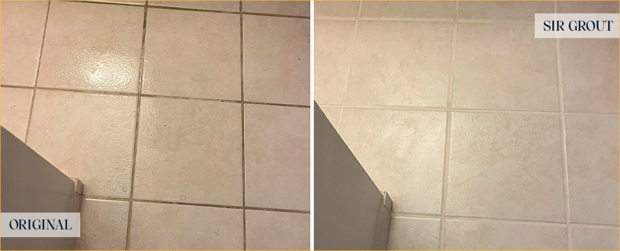 Tile Floor Before and After a Grout Sealing in Washington DC