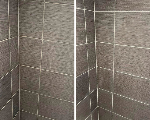 Shower Before and After a Grout Sealing in Bethesda, MD