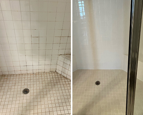 Shower Before and After a Tile Cleaning in Arlington, VA