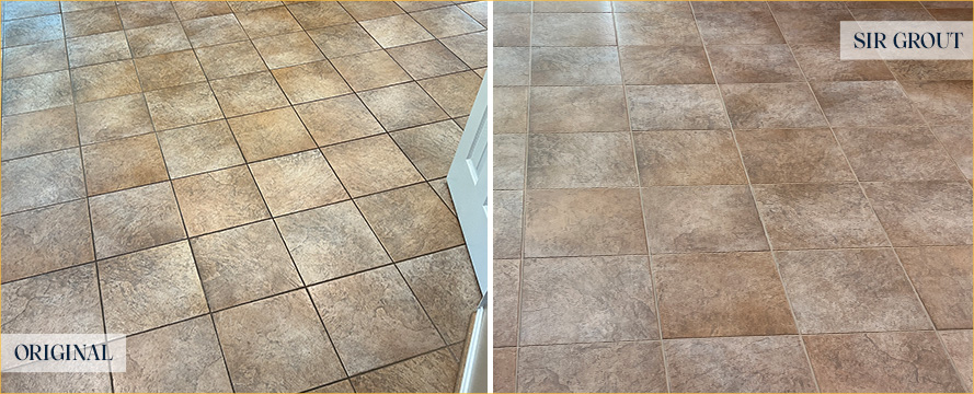 Floor Before and After a Flawless Grout Cleaning in Washington, D.C.